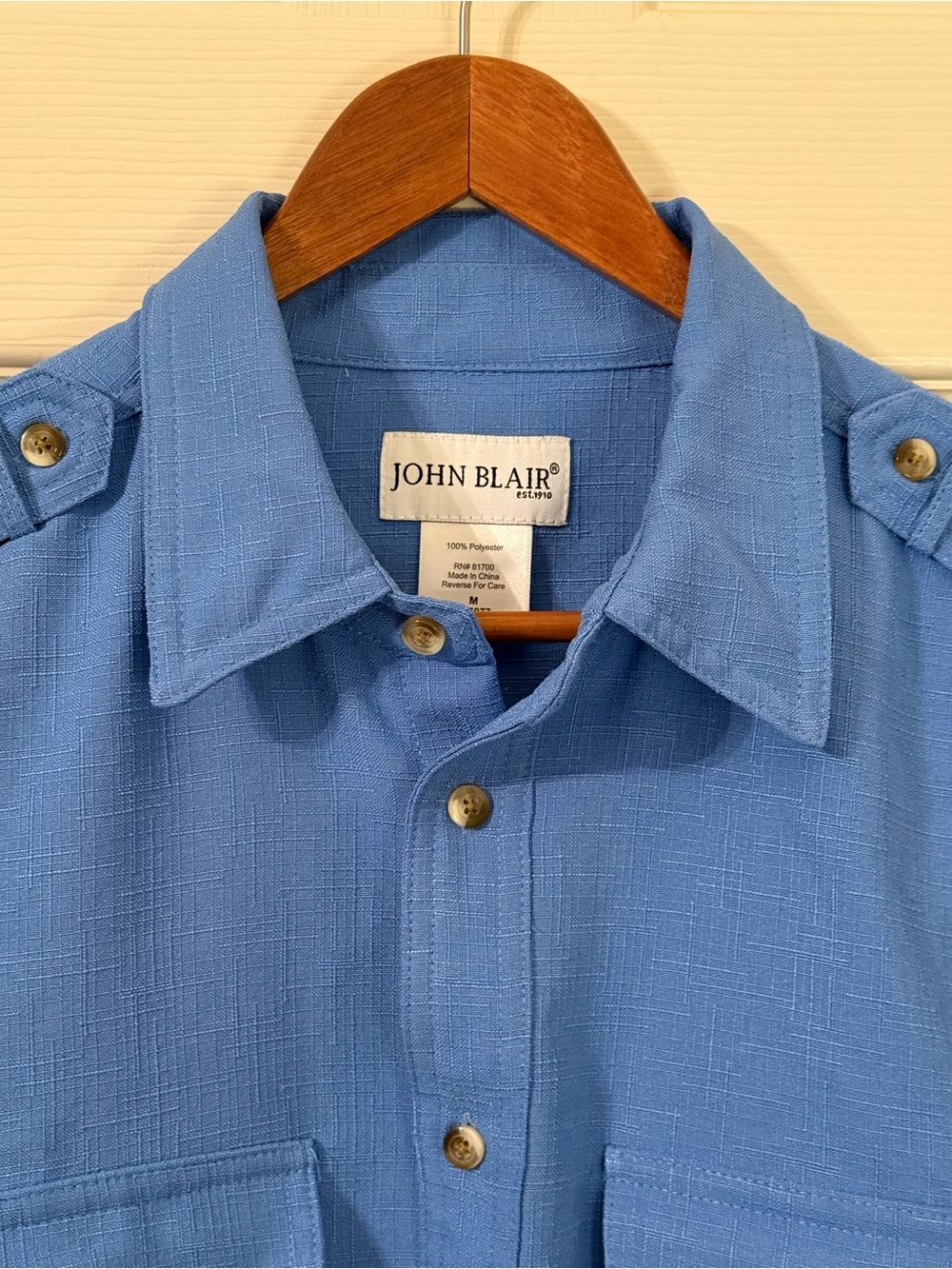 Vintage John Blair Blue Utility Button Up Shirt Medium Workwear - Picture 2 of 6